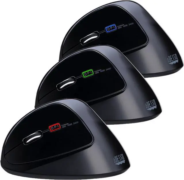 Alt view image 7 of 7 - Adesso iMouse E70-2.4GHz Wireless Ergonomic Vertical Left-Handed Mouse