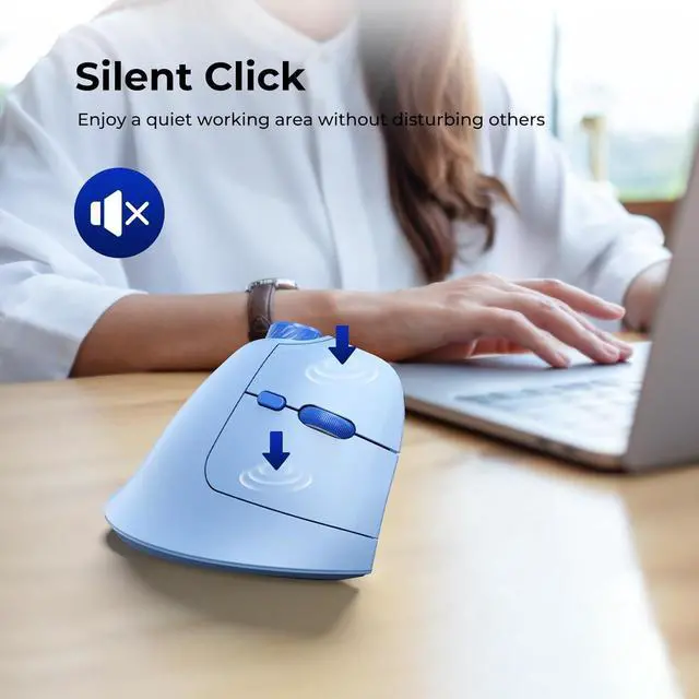 Alt view image 7 of 7 - seenda Ergonomic Mouse Rechargeable, USB+Dual Bluetooth, MOU-302 Vertical Wireless Mouse with Volume Knob, Quiet Clicks, Multi-Device Cordless Mice Compatible for Windows, PC, Laptop, Mac OS