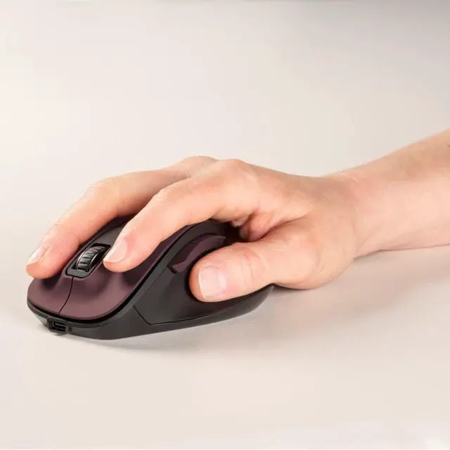 Alt view image 6 of 7 - Hama Ergonomic Mouse (Wireless Mouse, 6 Buttons, 2.4GHz, BlueWave, 800/1200/1600 dpi, Optical Mouse Wireless, Wireless Mouse, Ergonomic Computer Mouse, for Laptop/PC, Battery, Right-Handed) Bordeaux
