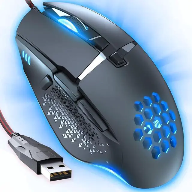 Main image of C303 Gaming Mouse, RGB Wired Mice with 7200 Adjustable DPI, 8 Programmable Buttons, PC Gaming Mice Computer Lightweight Silent Wired Mouse for Gamer Office, Matte Black