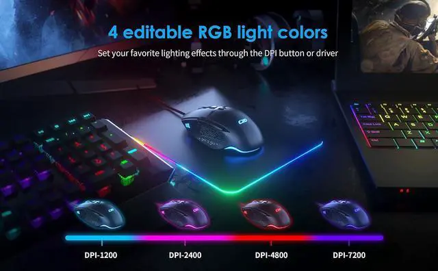 Alt view image 5 of 7 - C309 Wired Gaming Mouse, 128000 DPI Optical Mouse with 8 Programmable Buttons & 6 Backlit Modes, Ergonomic Gaming Mice Computer Mouse for Gamer Office, Black