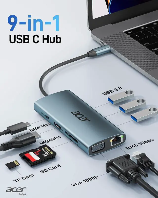 Alt view image 6 of 7 - acer Wireless Mouse OMR266 Bundle with USB C Hub with 4K HDMI