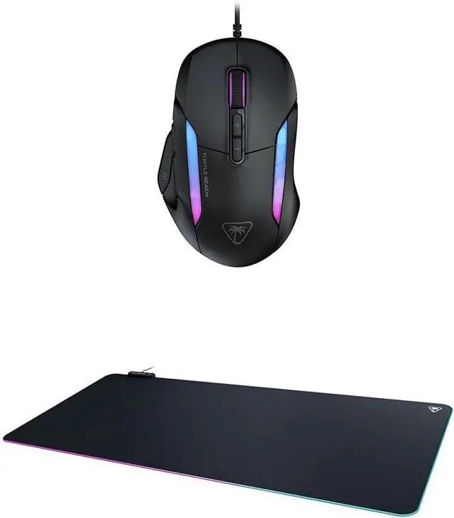Main image of Turtle Beach PC Gaming Bundle: Kone II Wired Gaming Mouse, Ergonomic 4D Scroll Wheel, Customizable RGB, Ash Black + Sense AIMO XXL Ultra-Wide LED Gaming Desktop Mousepad (Black)
