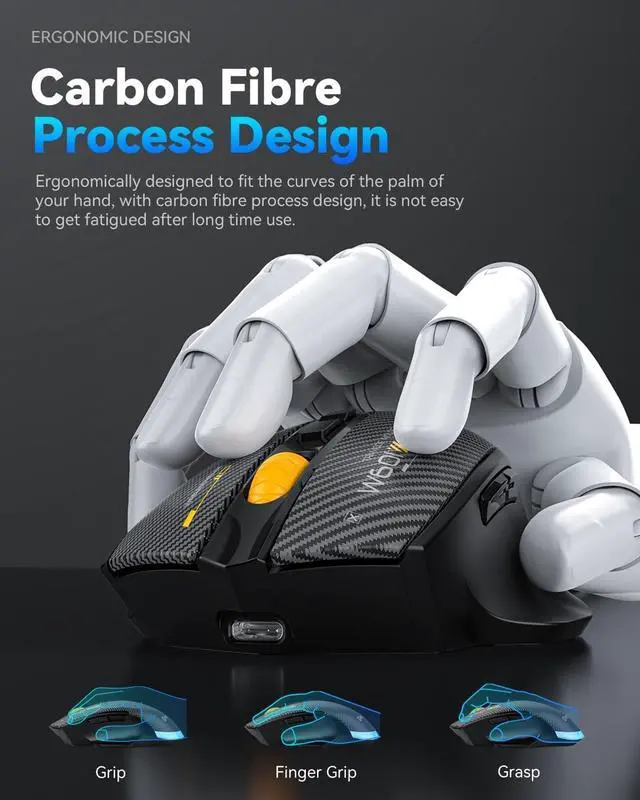 Alt view image 4 of 7 - Wireless Mouse, 2.4G Ergonomic Optical Rechargeable Mouse, 7 Buttons, 12800 DPI, Computer Mouse for Laptop, PC, Computer