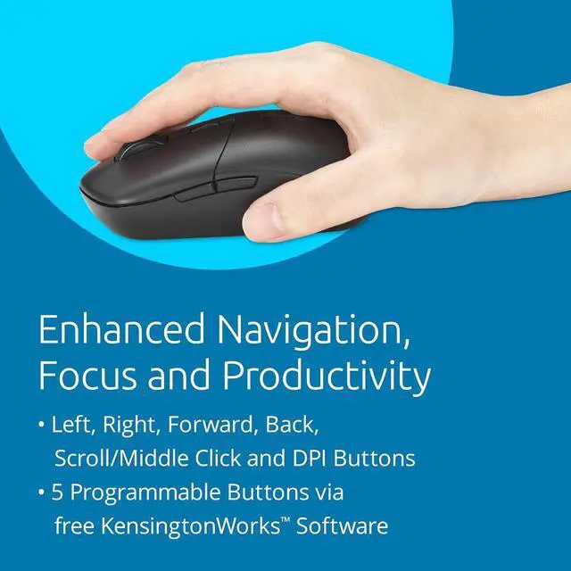Alt view image 5 of 6 - Kensington MY430 EQ Wireless Rechargeable 2.4GHz Bluetooth Mouse, Outer Case Made from 65% Recycled Content (PCR), with up to 4 Months of Battery Life per Charge (K75507EU)