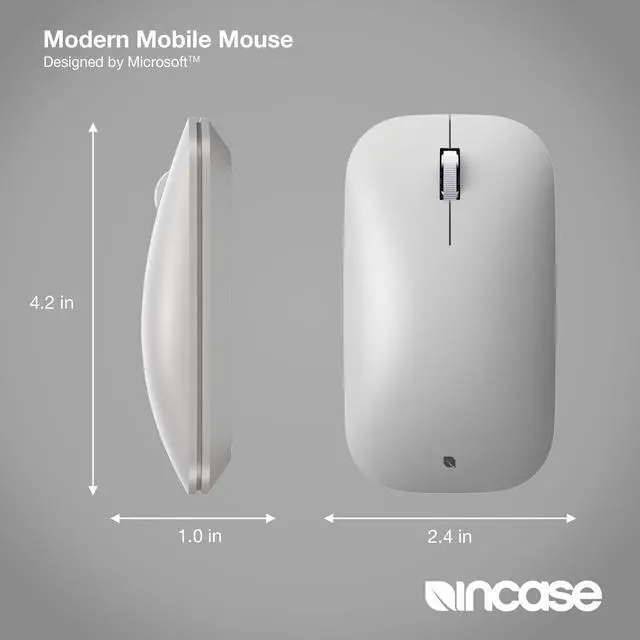Alt view image 4 of 6 - Incase Modern Mobile Mouse  Designed by Microsoft  Lightweight, Precision Navigation, Right/Left Hand Use, Scroll Wheel, BlueTrack Technology, Wireless Bluetooth for Mac/Windows/8/10/11 (Platinum)
