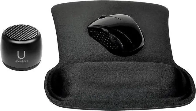 Main image of U Speakers Bluetooth Micro Speaker Travel Home Office Bundle with Black Wireless Mouse X3000 G2, & Coordinating Gel Mouse Pad, for Modern Workspace