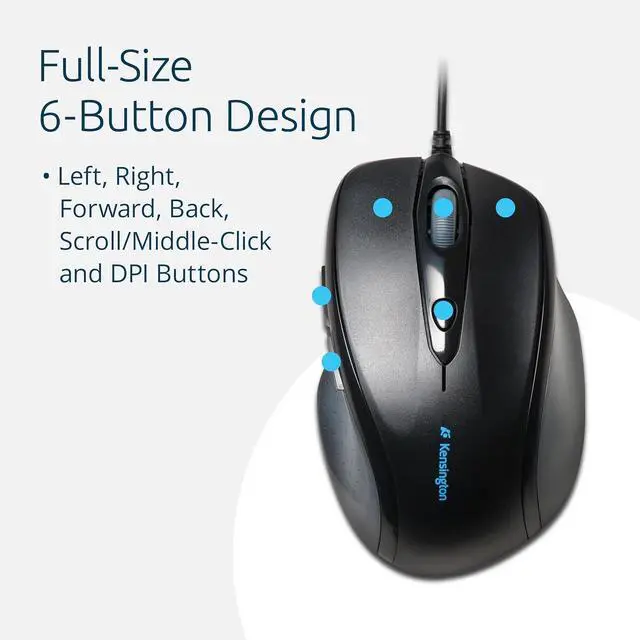 Alt view image 4 of 5 - Kensington Full Sized Wired Mouse USB/PS2