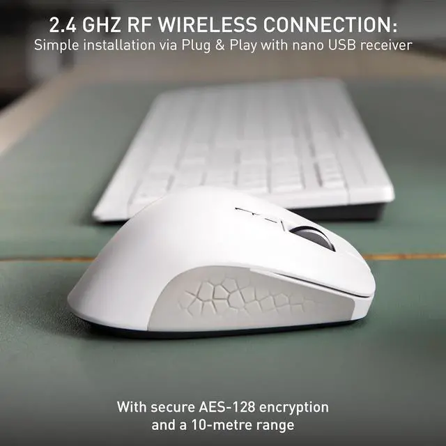 Alt view image 4 of 6 - CHERRY STREAM MOUSE COMFORT, Wireless Ergonomic Mouse With Rubberized Thumb Support, Special For Right-Handed, 2.4 GHz, 6 Silent Buttons, White