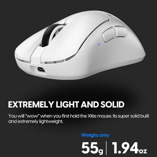 Alt view image 3 of 7 - Pulsar Gaming Gears - Xlite V3 Medium Wireless Gaming Mouse, Ultra Lightweight 1.94 oz (55 g), Ergonomic, Optical Switches, PAW3395 Optical Sensor (Medium, Wireless, White)