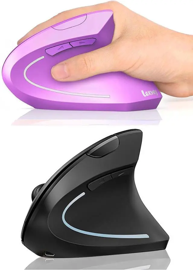 Main image of Lekvey Ergonomic Mouse Black + Ergonomic Mouse Purple