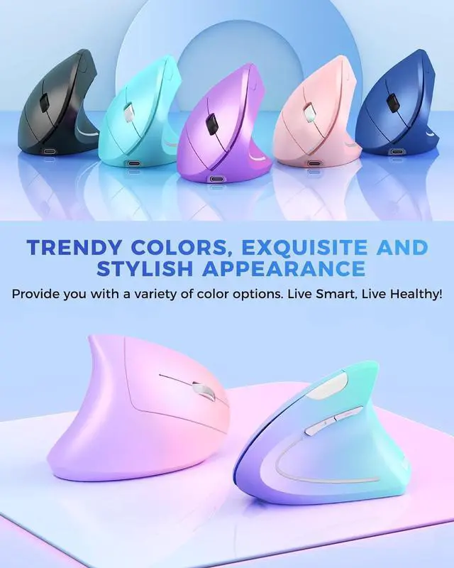 Alt view image 5 of 7 - Lekvey Ergonomic Mouse Black + Ergonomic Mouse Blue