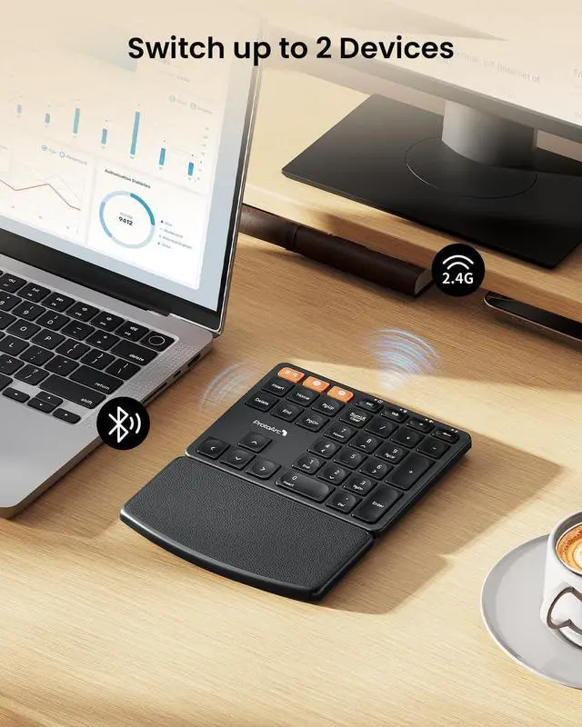 Alt view image 4 of 7 - ProtoArc EK04 N Ergonomic Number Pad and EM01 NL Trackball Mouse