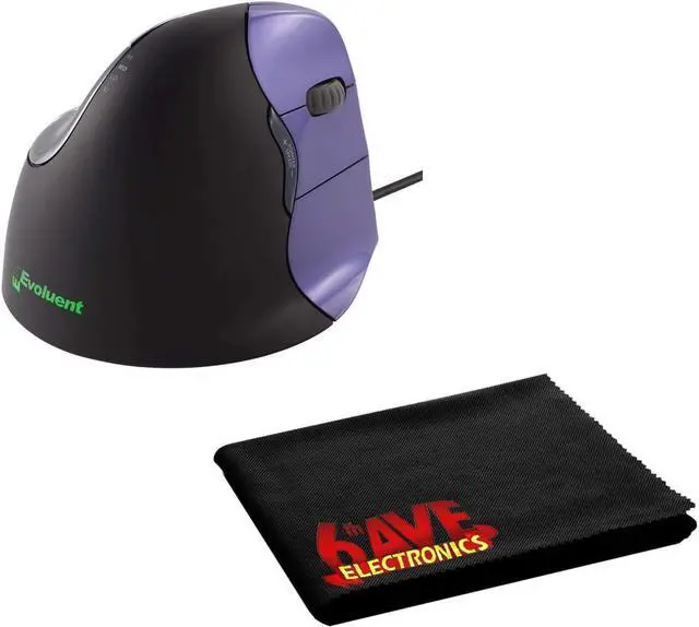 Main image of Evoluent VM4S Vertical Mouse 4 Right Hand (Wired) + Microfiber Cleaning Cloth (Basic Bundle)