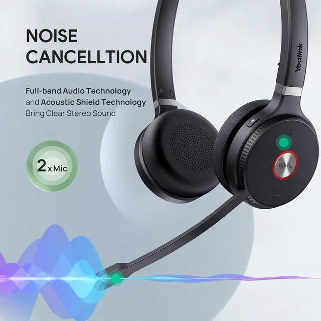 Alt view image 5 of 7 - Yealink WH62 DECT Mono Teams Wireless Headset, 525 ft Range Work Headphone with 2X Noise Canceling Mic for IP Phone and Computer, Single Ear Headset with Call Control, Ringer,13H Talk Time