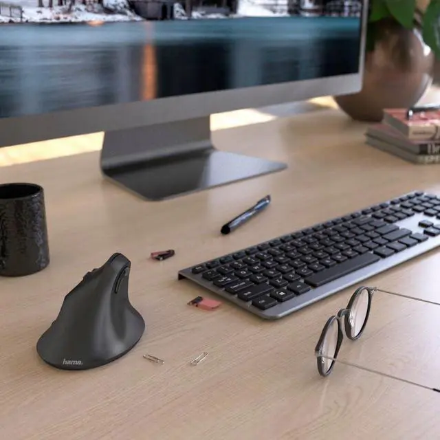 Alt view image 6 of 7 - Hama Vertical, Ergonomic EMW-500L Left-Handed Wireless Mouse, 6 btns, Blck