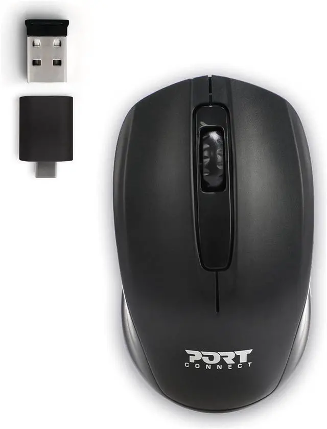 Alt view image 4 of 6 - Wireless Ambidextrous Black Mouse (USB-A & C)