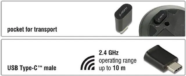 Alt view image 2 of 3 - Optical 3-key mini mouse wireless USB Type-C 2.4 GHz wireless - for right- and left-handed users