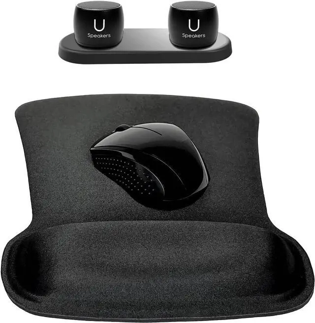 Main image of U Speakers Bluetooth Pro Speakers & Charging Tray Travel Home Office Bundle with Black Wireless Mouse X3000 G2, & Coordinating Gel Mouse Pad, for Modern Workspace