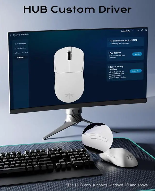 Alt view image 3 of 7 - VGN Lightspeed Wireless Gaming Mouse with Dual-Mode 2.4G/Type-C Wired - 25K Sensor - 26,000 DPI - 55g Lightweight - 6 Programmable Buttons - Up to 200h Battery Life for PC/Mac- F1 Pro Max White