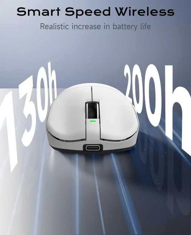 Alt view image 5 of 7 - VGN Lightspeed Wireless Gaming Mouse with Dual-Mode 2.4G/Type-C Wired - 25K Sensor - 26,000 DPI - 55g Lightweight - 6 Programmable Buttons - Up to 200h Battery Life for PC/Mac- F1 Pro Max White