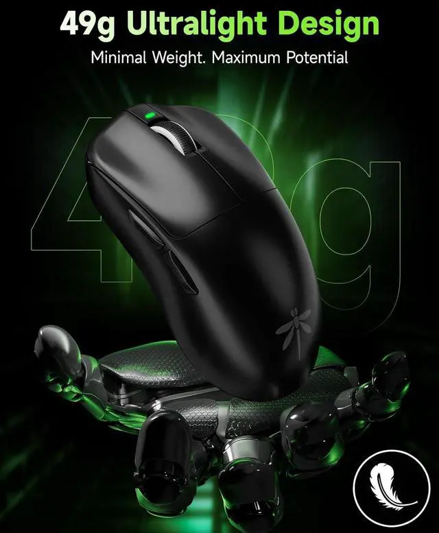 Alt view image 2 of 7 - VGN F1 PRO Wireless Gaming Mouse - Ultralight 49g - Wireless & Wired Mode - 26000 Adjustable DPI - 1000Hz Polling Rate - 65 Hours Battery - Programmable Buttons - Esports Professional Grade - USB-C