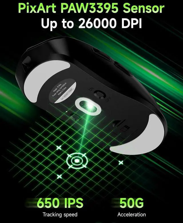 Alt view image 3 of 7 - VGN F1 PRO Wireless Gaming Mouse - Ultralight 49g - Wireless & Wired Mode - 26000 Adjustable DPI - 1000Hz Polling Rate - 65 Hours Battery - Programmable Buttons - Esports Professional Grade - USB-C