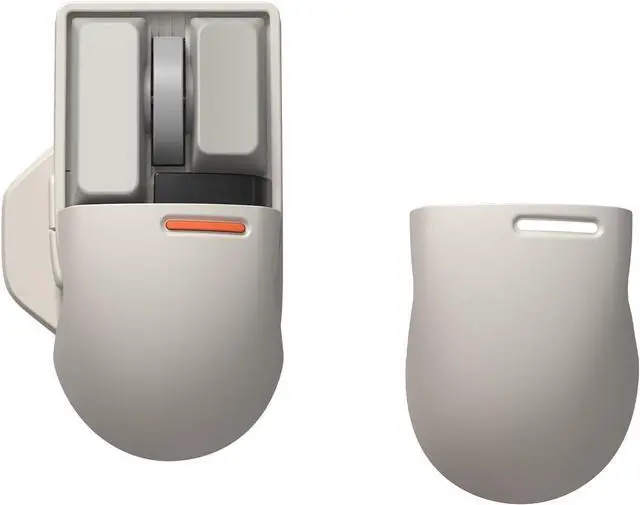 Main image of LOFREE Touch PBT Wireless Mouse with Big Back Cover, Bluetooth, Wired Connection, Rechargeable, 4000 DPI with OLED Screen Compatible with Glass Surface for Mac Windows PC Notebook/Block Retro Grey