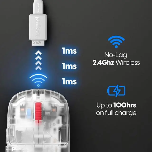 Alt view image 2 of 7 - Pulsar Gaming Gears - Super Clear Limited Edition: X2H Mini Wireless Gaming Mouse, Symmetrical, Ultra Lightweight 1.83 oz (52g), PAW3395 26k DPI Optical Sensor, Optical Switch (Mini, Super Clear)