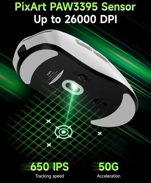 Alt view image 3 of 7 - VGN F1 MOBA Wireless Gaming Mouse - Ultralight 55g - Wireless & Wired Mode - 26000 Adjustable DPI - 1000Hz Polling Rate - 200 Hours Battery - Programmable Buttons - Esports Professional Grade - USB-C