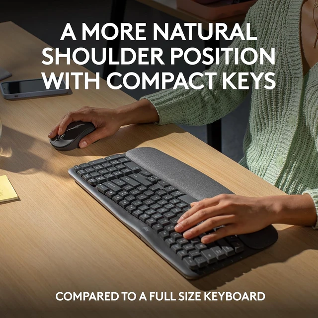 Alt view image 2 of 7 - Wave Keys MK670 Wireless Ergonomic Keyboard Mouse Combo - Graphite
