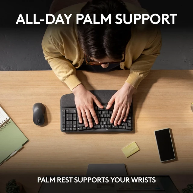 Alt view image 4 of 7 - Wave Keys MK670 Wireless Ergonomic Keyboard Mouse Combo - Graphite