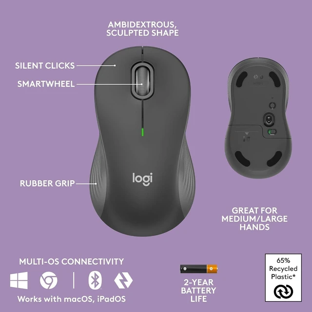 Alt view image 7 of 7 - Wave Keys MK670 Wireless Ergonomic Keyboard Mouse Combo - Graphite
