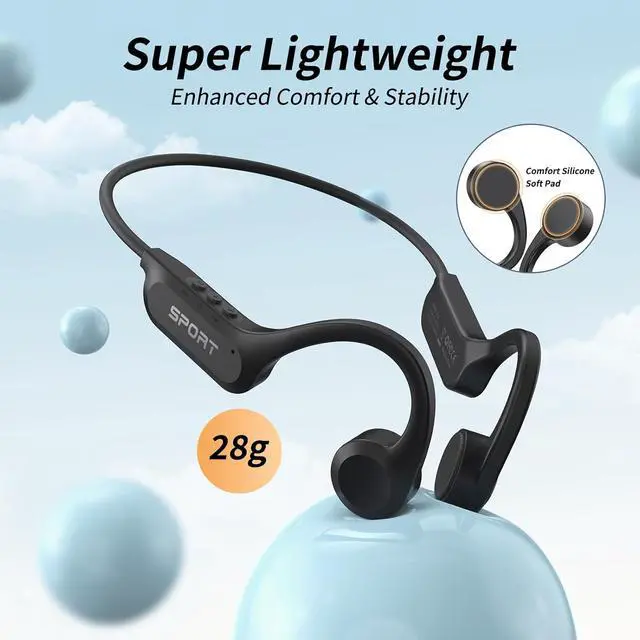 Alt view image 3 of 7 - CXK Bone Conduction Headphones Bluetooth 5.4 Open Ear Headphones with Mic, Premium Loud Sound 10Hrs Playtime Bluetooth Headphones, IPX6 Waterproof Sports Headset for Running, Cycling, Walking