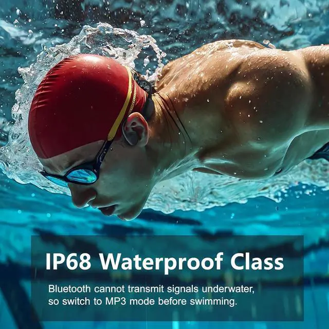 Alt view image 3 of 7 - Swimming Headphones,Bone Conduction Headphones Bluetooth 5.4,IPX8 Waterproof,32G Memory Sports Headphone,Underwater Headphone with MP3-Player for Swim,Open Earphones for Swimming (Black X20)