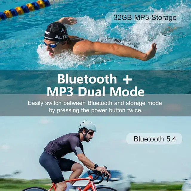Alt view image 4 of 7 - Swimming Headphones,Bone Conduction Headphones Bluetooth 5.4,IPX8 Waterproof,32G Memory Sports Headphone,Underwater Headphone with MP3-Player for Swim,Open Earphones for Swimming (Black X20)