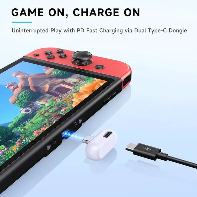 Alt view image 6 of 7 - RYR Wireless Gaming Earbuds, 20ms Low Latency, Gaming Earbuds with Noise Cancelling Mic, 2.4Ghz & Bluetooth, LED Display, 36H Playtime for Meta Quest 3/2, PS5, PS4, VR, Switch, Steam Deck, PC, Phone