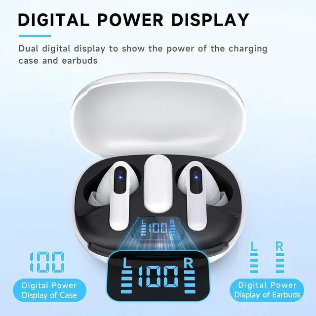 Alt view image 7 of 7 - RYR Wireless Gaming Earbuds, 20ms Low Latency, Gaming Earbuds with Noise Cancelling Mic, 2.4Ghz & Bluetooth, LED Display, 36H Playtime for Meta Quest 3/2, PS5, PS4, VR, Switch, Steam Deck, PC, Phone