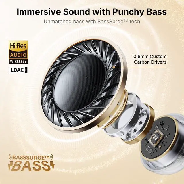 Alt view image 7 of 7 - EarFun OpenJump Open Ear Headphones, Hi-Res Sound, LDAC, 4 Mics ENC Call Clip Open Ear Earbuds, Wireless Clip On Headphones, Adaptive Comfort with Secure Fit, Bluetooth 6.0