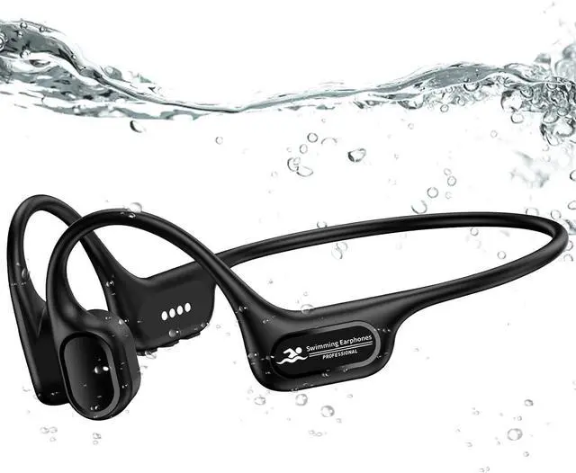 Main image of Swimming Headphones IP68 Waterproof, Open Ear Bone Conduction Headphones Bluetooth 5.4 with 32GB MP3 Player, Secure Comfort Underwater Swim Earbuds for Jogging Cycling Fitness-SurfAudio(Black)