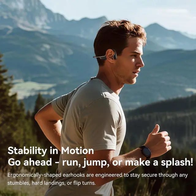 Alt view image 7 of 7 - Swimming Headphones IP68 Waterproof, Open Ear Bone Conduction Headphones Bluetooth 5.4 with 32GB MP3 Player, Secure Comfort Underwater Swim Earbuds for Jogging Cycling Fitness-SurfAudio(Black)