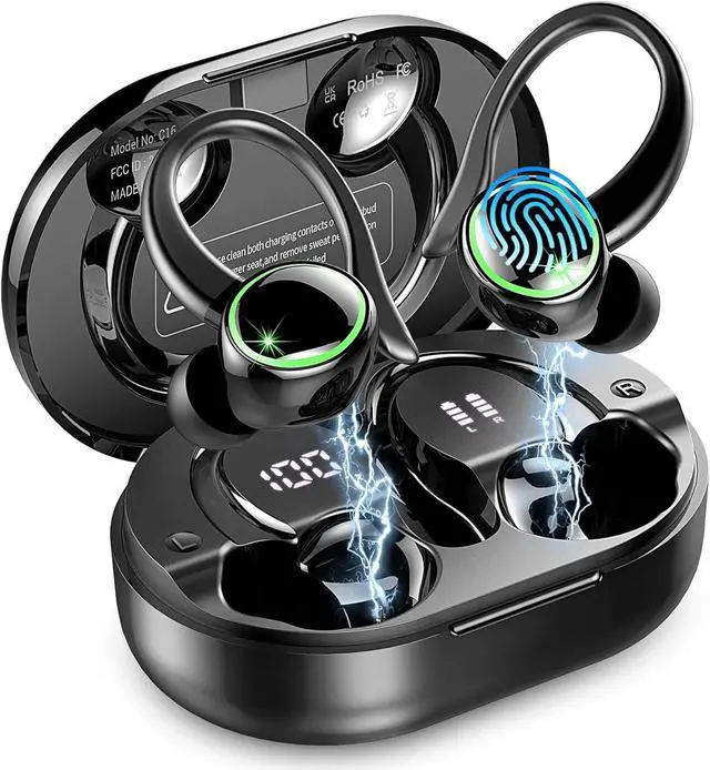 Main image of Wireless Earbuds, 2025 Bluetooth 5.4 Headphones Sports, 50H Playback Over-Ear buds with ENC Noise Cancelling Mic, Deep Bass Fitness Earphones with Earhooks, IP7 Waterproof Headset for Gym Workout