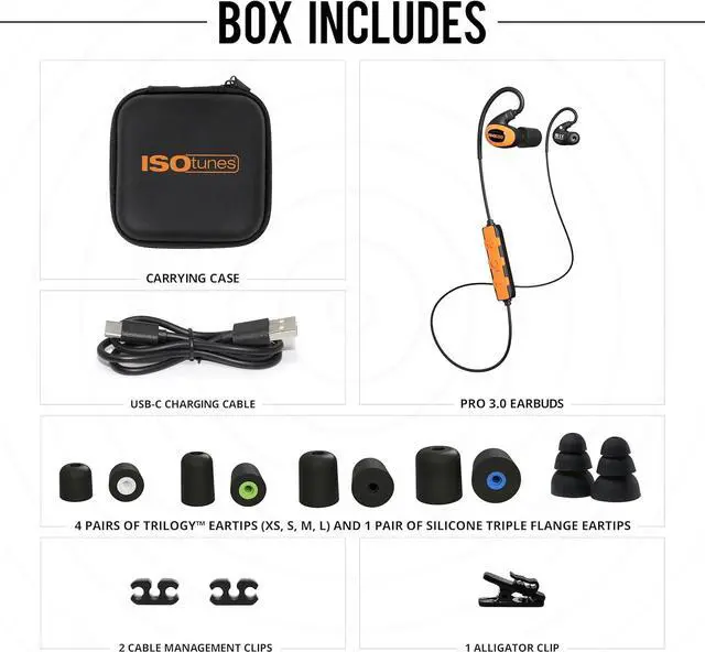 Alt view image 2 of 6 - ISOtunes PRO 3.0 Bluetooth Hearing Protection - OSHA Approved Earbuds with 20 Hour Battery Life, Bluetooth Ear Protection with 27 dB Noise Reduction (NRR) Earplug Headphones - Durable Work Earbuds