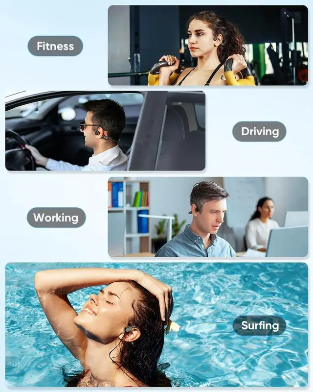Alt view image 6 of 6 - Swimming Headphones IP68 Waterproof, Bone Conduction Headphones MP3 Player Built-in 32G Memory, Bluetooth 5.4 Wireless Headset, Open Earphones Sports Suitable for Running, Cycling, Exercise