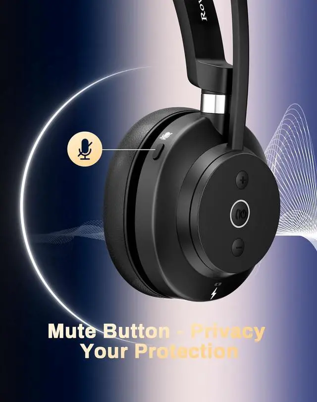 Alt view image 5 of 7 - Bluetooth Wireless Headset with Mic for Work, Comeputer Headphones for PC
