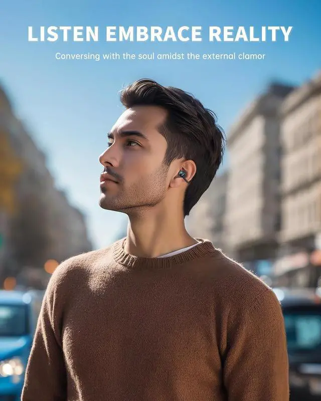 Alt view image 3 of 7 - Open Ear Earbuds, Clip-On Earbuds Wireless Bluetooth, Ear Clip Bluetooth Headphones, Lightweight Comfort, Ergonomic Secure Fit for Small Ears, Ultra Open Audio, Waterproof, 40H Playtime