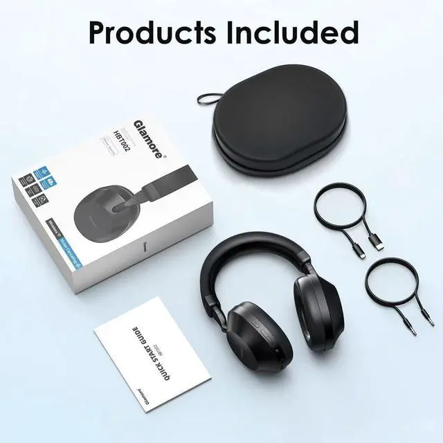 Alt view image 7 of 7 - Noise Cancelling Headphones Over Ear Bluetooth 5.3 Wireless/Wired, 40H Playtime, Deep Bass, Foldable Mic, Transparency Mode, Ideal for Airplane Travel, Work, Commute, Sleep