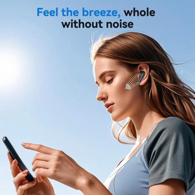 Alt view image 3 of 7 - Wireless Earbuds, Bluetooth 5.4 Ear Buds with Power Display Charging Case, Stereo Deep Bass Headphones with 50H Playtime, IPX7 Waterproof, for Laptop, Android/iOS, Pad, Black