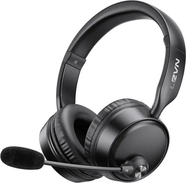 Main image of LEVN Bluetooth Headset, Bluetooth Headphones with Microphone (AI Cancelling), 60 Hrs Working Time Dual Connection Wireless Headset with Mic & Mute Button for Work/Phone/Call Center/PC