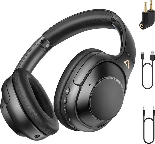 Main image of Riibox Y7Pro Hybrid Active Noise Cancelling Headphones, LDAC Hi-Res Audio, 75H Playtime, Deep Bass, Comfort Fit & Foldable Wireless Over-Ear Bluetooth Headphones for Home Office Travel  Black